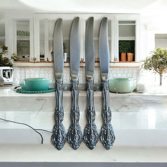 4 Oneida Michelangelo Dinner Knives Stainless Heirloom Glossy  Flatware  9 In - Picture 1 of 10